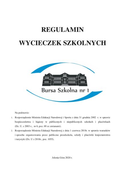 Regulamin Wycieczek_bursa_strona_www - Bursa Nr 1 W Jeleniej Górze